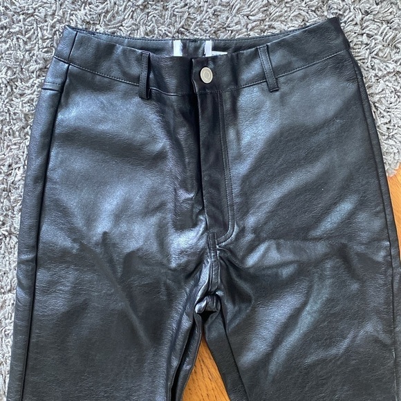 NWOT Princess Polly Faux Leather High Waisted Straight  MACEY Black Pants - Picture 5 of 16
